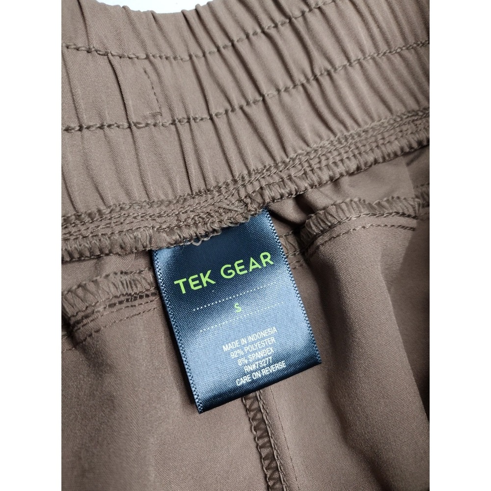 Tek Gear Mens Small Taupe Brown Athletic Shorts Elastic Waist Zip Pockets - Picture 4 of 4